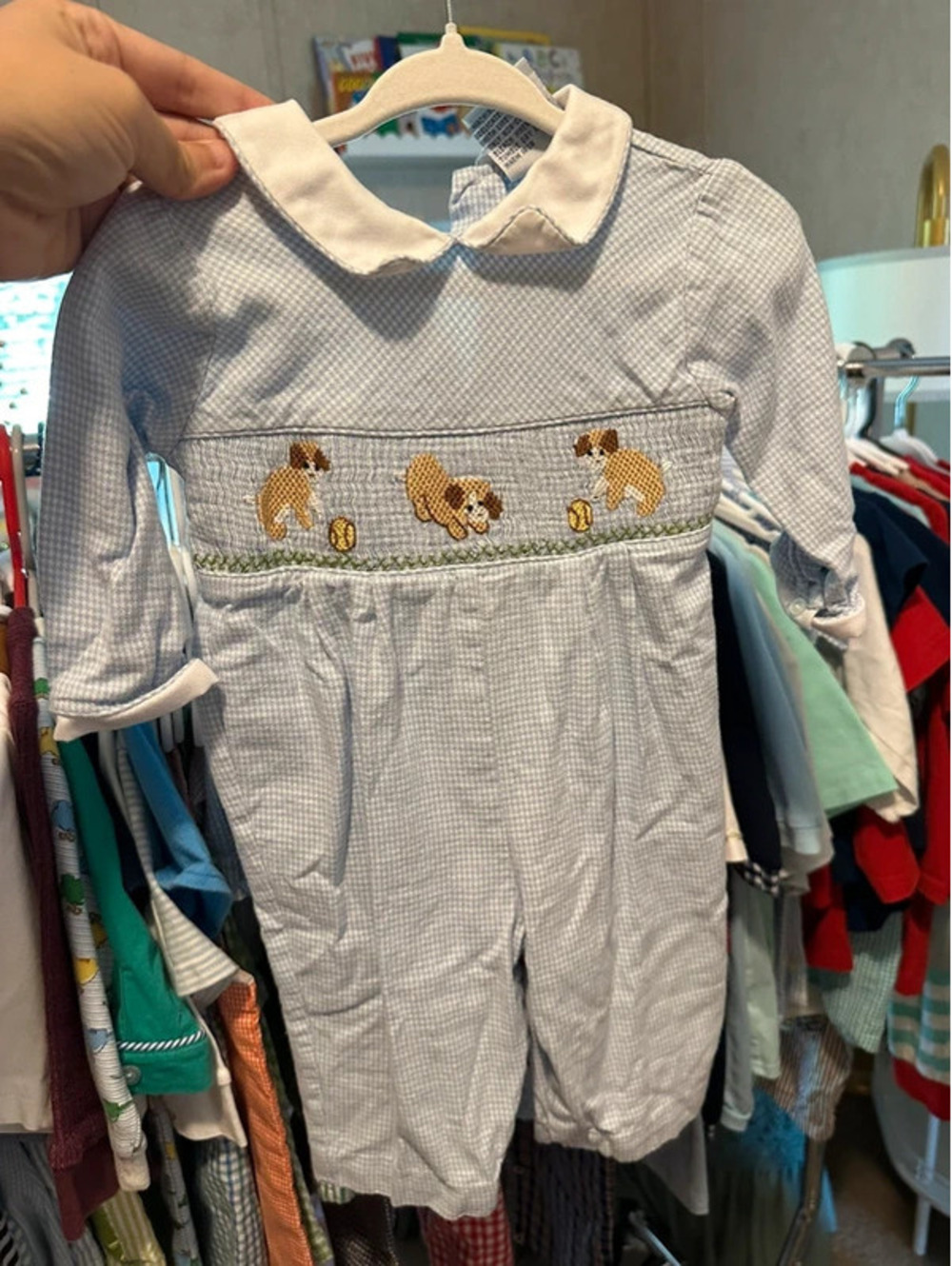 Boy's Smocked Dogs Longall